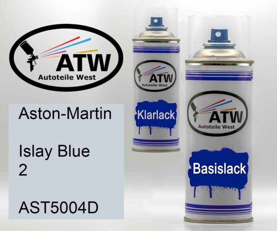 Aston-Martin, Islay Blue 2, AST5004D: 400ml Sprühdose + 400ml Klarlack - Set, von ATW Autoteile West.